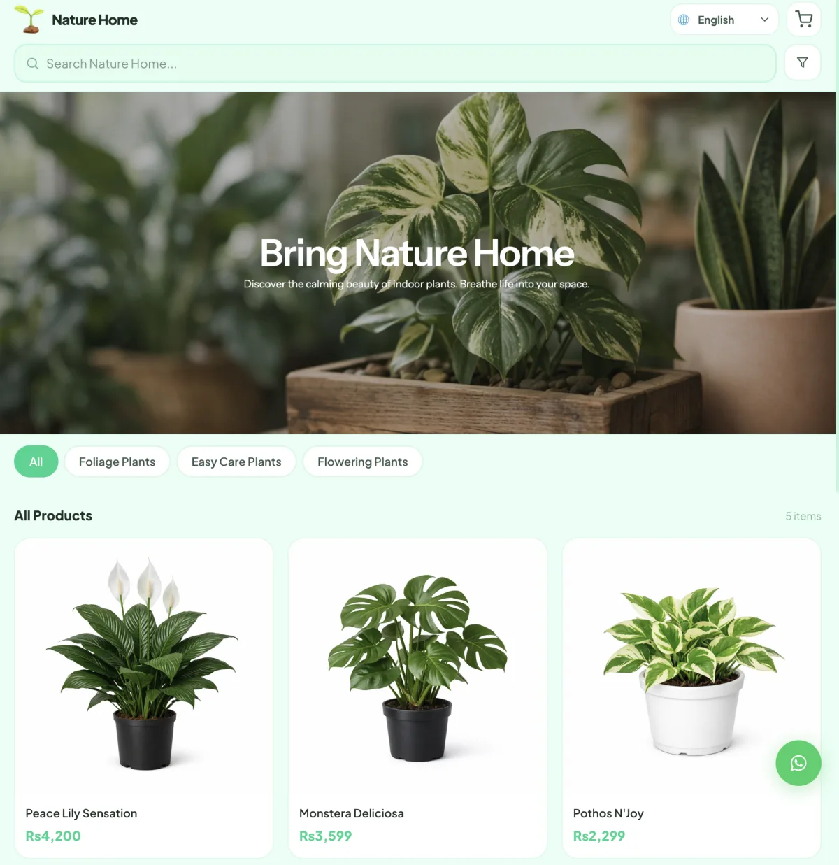 Nature Home Plants storefront preview